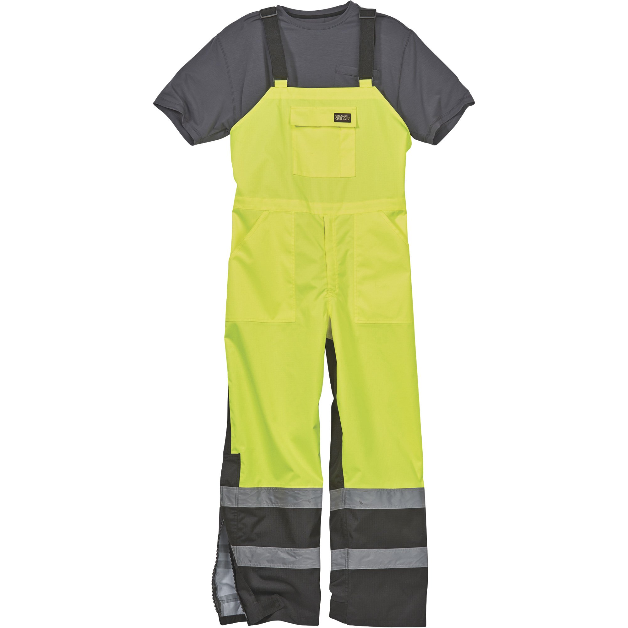 Gravel Gear HV Men's Class E High Visibility Rain Bibs with 2in. High-Performance Reflective Material